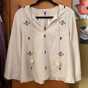 Madewell Embroidered 100% Silk Blouse